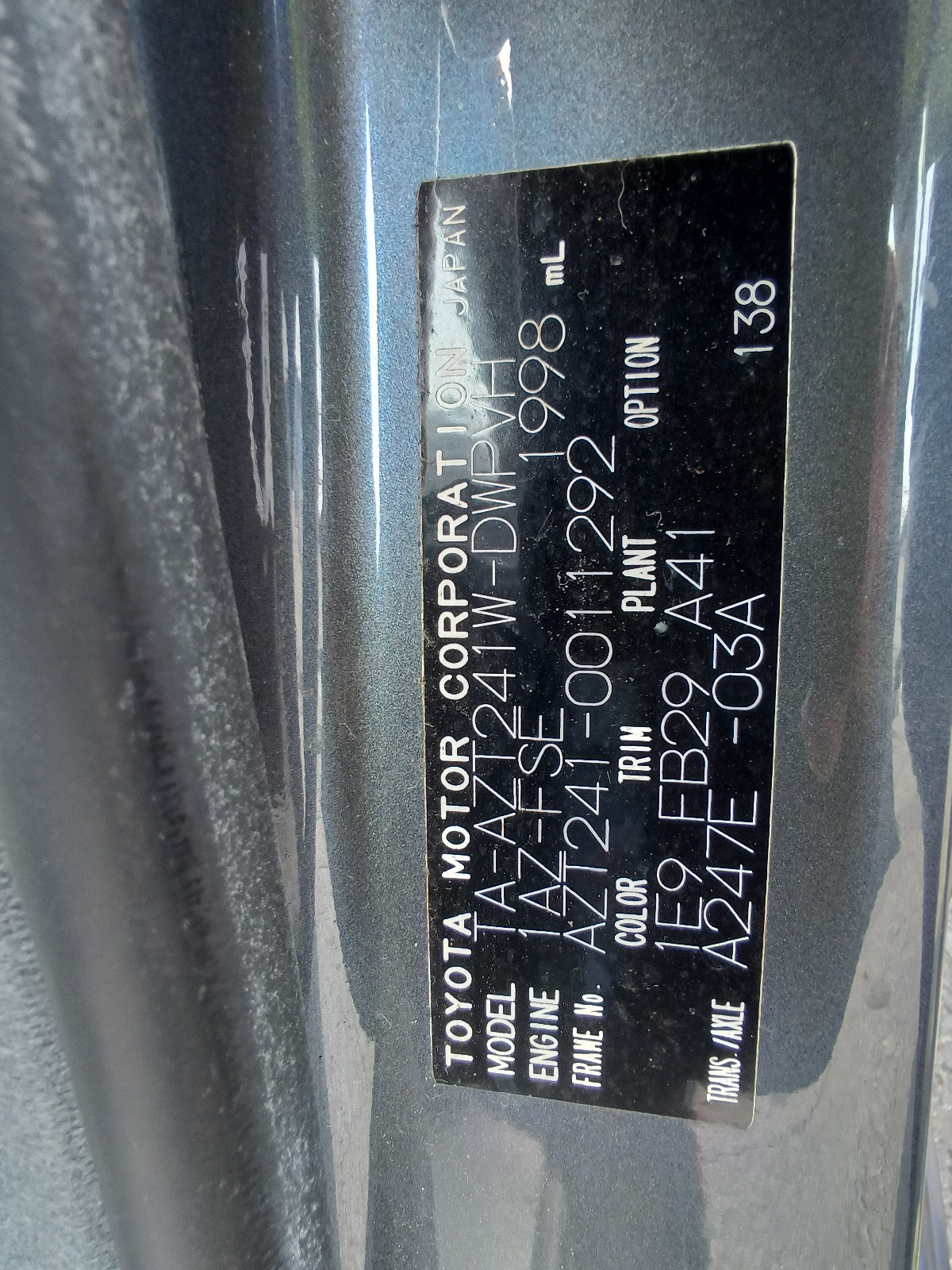 TOYOTA CALDINA 2003 ZT GUN METAL